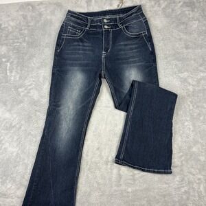 Womens Blue Jeans 30x30 Blue Longhorns Western Flared Rodeo Texas Stretch‎
